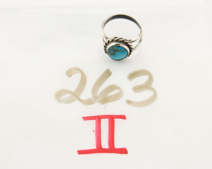 Navajo Ring 925 Sterling Natural Mined Arizona Turquoise C.80's Size 6.0