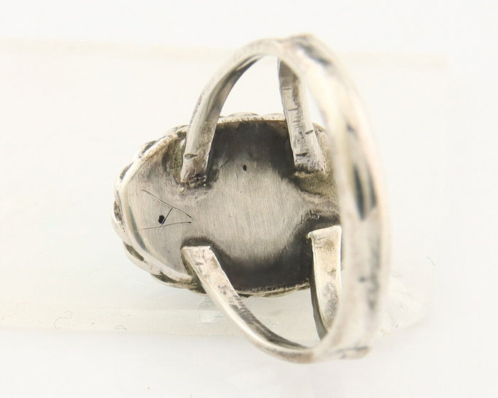 Navajo Ring 925 Sterling Natural Mined Turquoise Signed Arrow C.80's Size 7.0