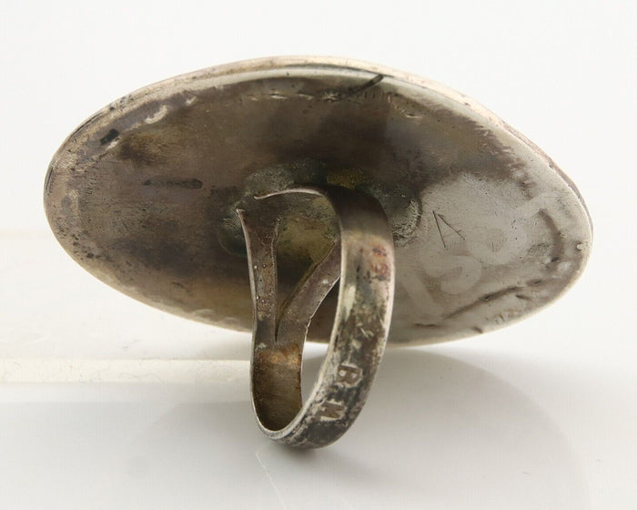 Navajo Ring 925 Sterling Natural Mined Turquoise Signed BM C.80's Size 7