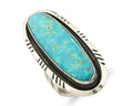 Navajo Ring 925 Sterling Natural Mined Turquoise Signed USA C.80's Size 7.5