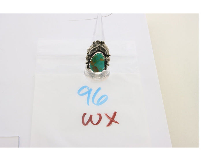 Navajo Ring 925 Sterling Natural Royston Turquoise Native Artist C.80's Size 7.0