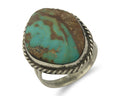Navajo Ring 925 Sterling Natural Turquoise Native Artist C.80's Size 8.5