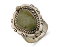Navajo Ring 925 Sterling Silver Natural Green Turquoise Signed DC C.80's