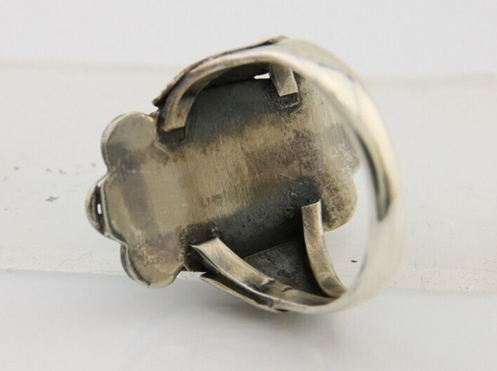 Navajo Ring 925 Sterling Silver Natural Turquoise Native American Artist C.80's