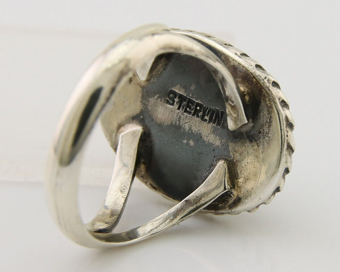 Navajo Ring 925 Sterling Silver Natural Turquoise Native American Artist C.80's