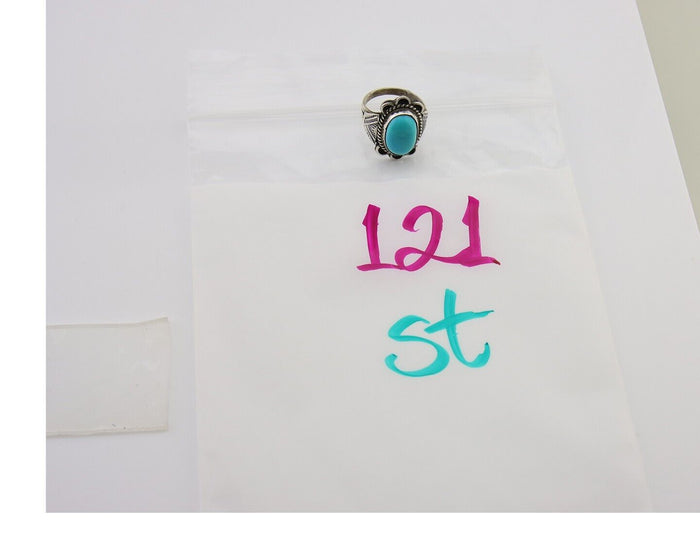 Navajo Ring 925 Sterling Silver Natural Turquoise Native American Artist C.80's