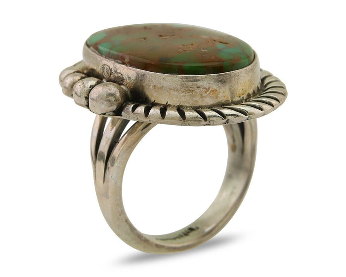 Navajo Ring 925 Sterling Silver Natural Turquoise Signed Mike Begay C.80's