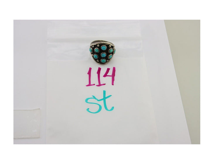Navajo Ring 925 Sterling Silver Turquoise Artist IJC C.80's Men Size 12.5