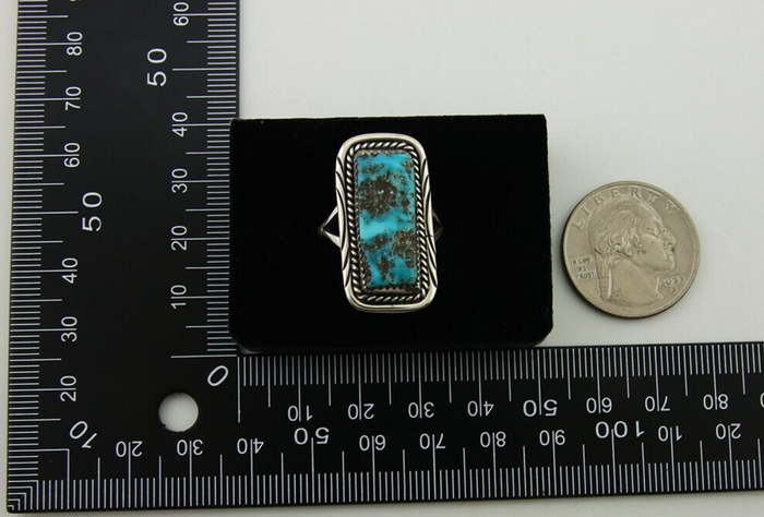 Navajo Ring .925 Sterling Silver Turquoise Artist Signed Mm C.80's