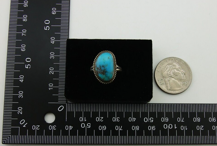 Navajo Ring 925 Sterling Silver Turquoise Native American Artist C.80's