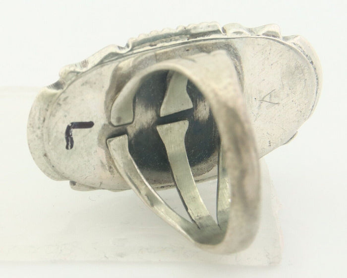 Navajo Ring 925 Sterling Turquoise Handmade Native Artist C.80's Size 6.0