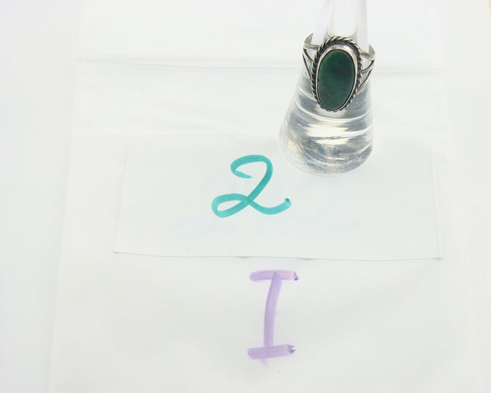 Navajo Ring 925 Sterling Turquoise Handmade Native Artist C.80's Size 6.25