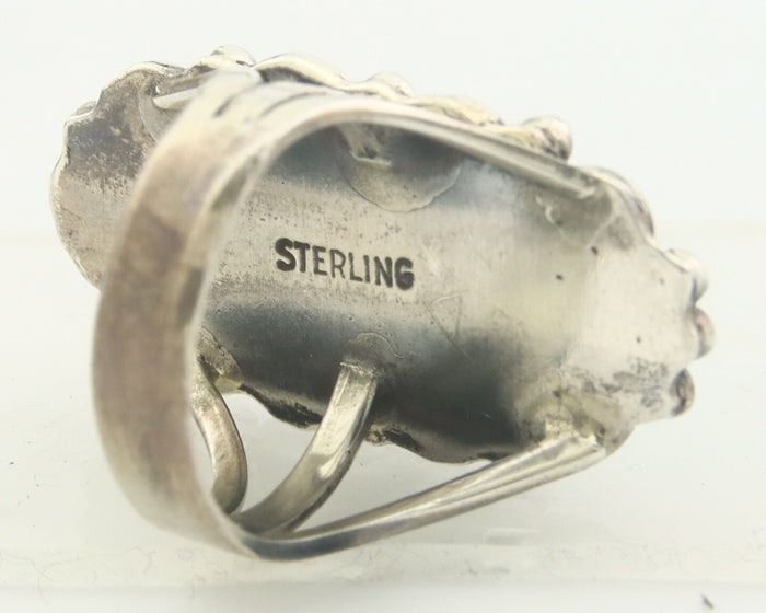 Navajo Ring 925 Sterling Turquoise Handmade Native Artist C.80's Size 7.0