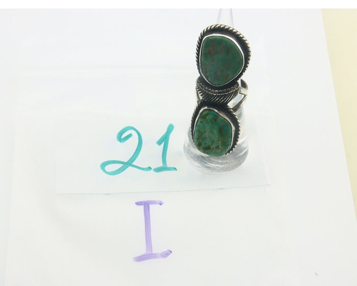 Navajo Ring 925 Sterling Turquoise Handmade Native Artist C.80's Size 7.0
