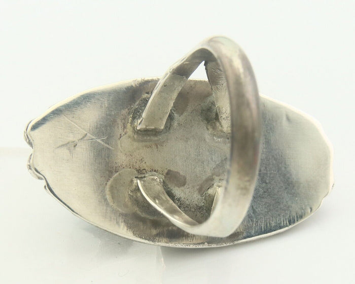 Navajo Ring 925 Sterling Turquoise Handmade Native Artist C.80's Size 7.5