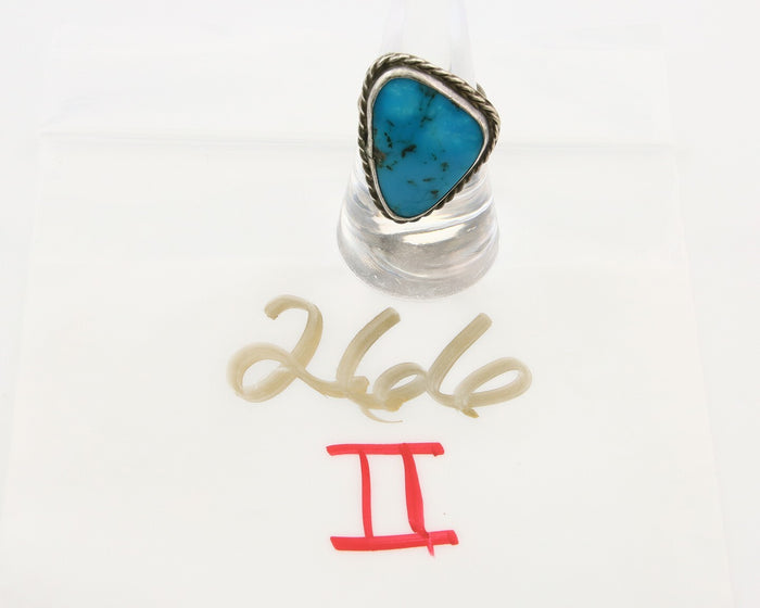 Navajo Ring 925 Sterling Turquoise Handmade Native Artist C.80's Size 7.5
