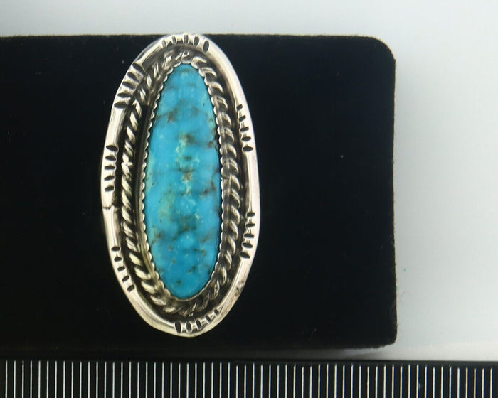 Navajo Ring 925 Sterling Turquoise Handmade Signed Jack Tom C.80's Size 7.0