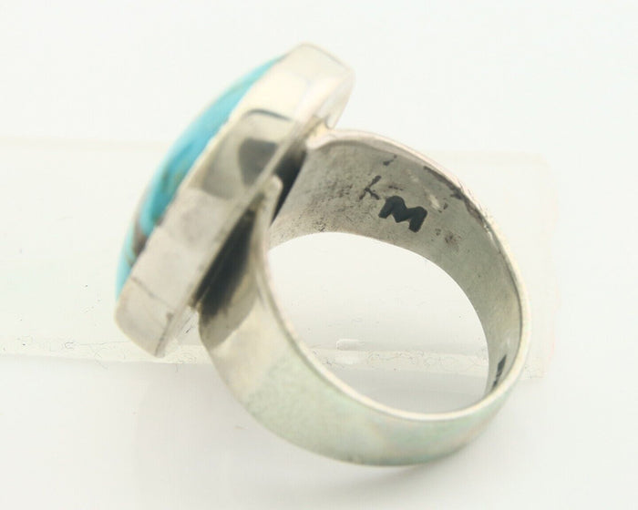 Navajo Ring 925 Sterling Turquoise Handmade Signed M Montoya C.80's Size 10.25