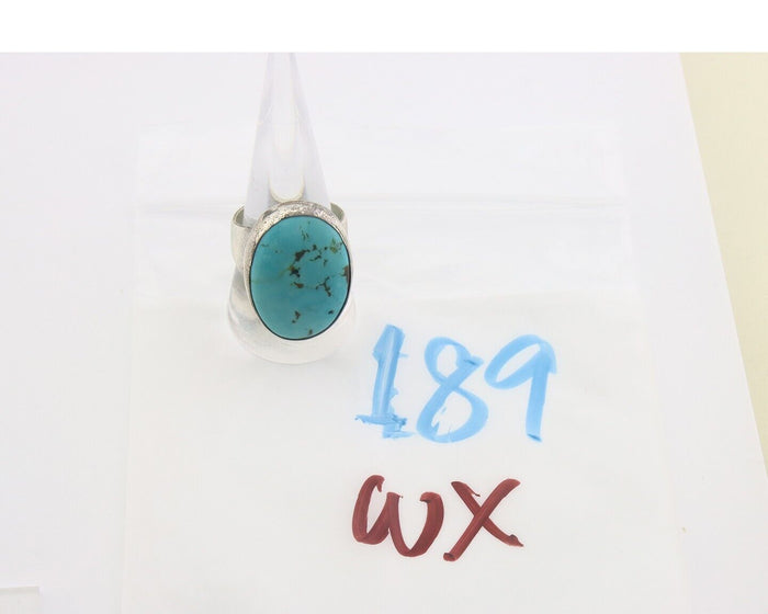 Navajo Ring 925 Sterling Turquoise Handmade Signed M Montoya C.80's Size 10