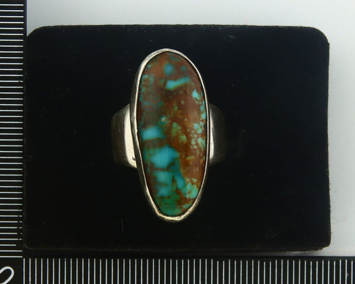 Navajo Ring 925 Sterling Turquoise Handmade Signed M Montoya C.80's Size 6.75