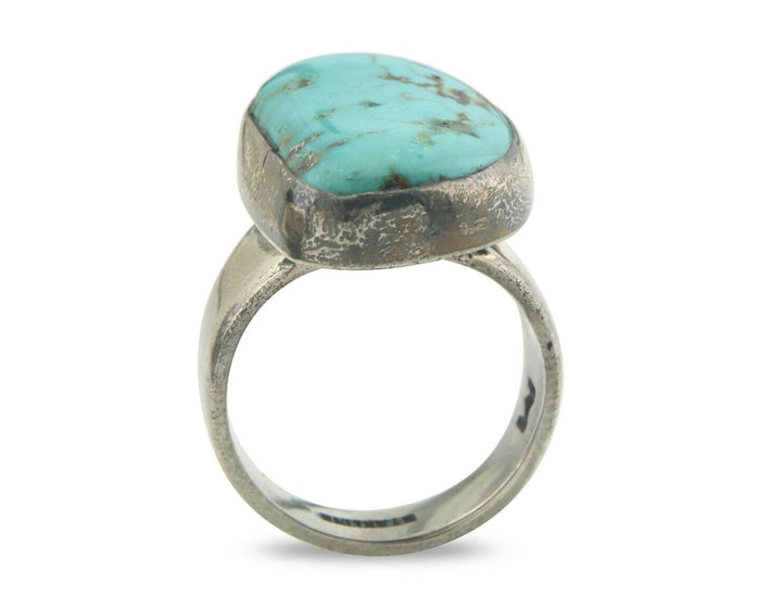 Navajo Ring 925 Sterling Turquoise Handmade Signed M Montoya C.80's Size 8.5