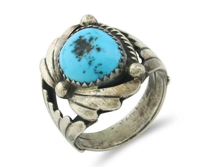 Navajo Ring Sterling Silver Authentic Turquoise Handmade Size 6.75