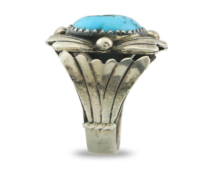 Navajo Ring Sterling Silver Authentic Turquoise Handmade Size 6.75