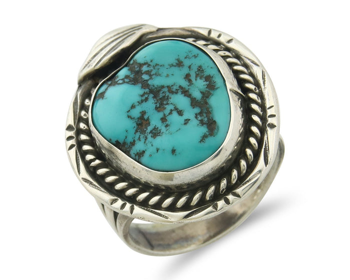 Navajo Ring Sterling Silver Authentic Turquoise Handmade Size 7.0