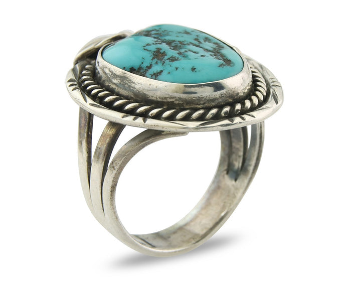 Navajo Ring Sterling Silver Authentic Turquoise Handmade Size 7.0