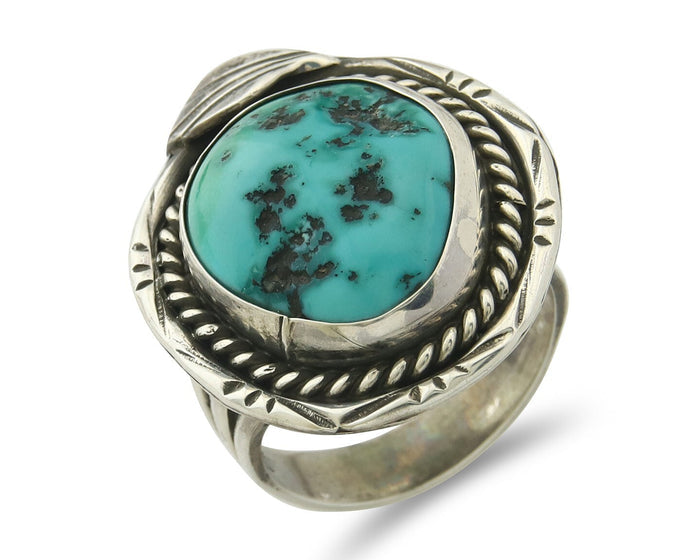 Navajo Ring Sterling Silver Authentic Turquoise Handmade Size 7.25