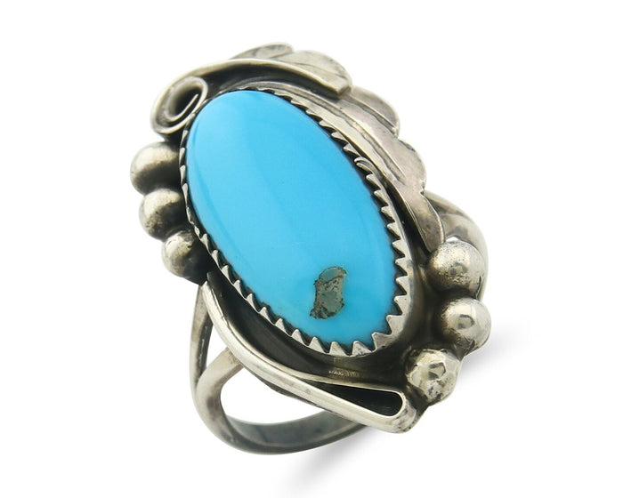 Navajo Ring Sterling Silver Authentic Turquoise Signed Justin Morris Size 7.0