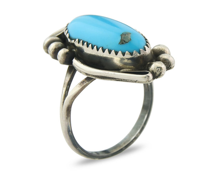 Navajo Ring Sterling Silver Authentic Turquoise Signed Justin Morris Size 7.0