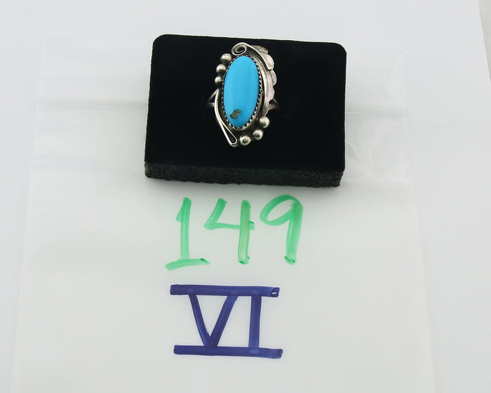 Navajo Ring Sterling Silver Authentic Turquoise Signed Justin Morris Size 7.0