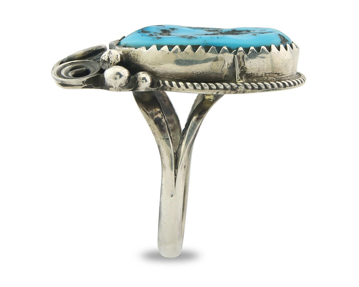 Navajo Ring Sterling Silver Authentic Turquoise Signed Justin Morris Size 7.25