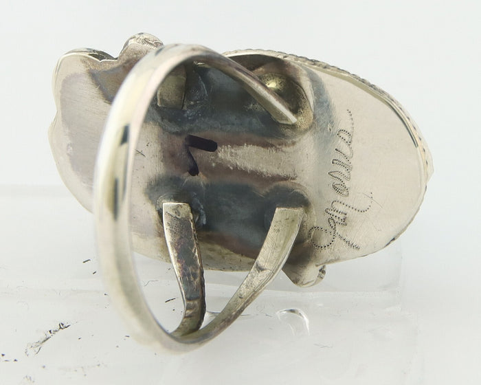 Navajo Ring Sterling Silver Authentic Turquoise Signed Justin Morris Size 7.25
