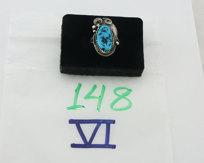 Navajo Ring Sterling Silver Authentic Turquoise Signed Justin Morris Size 7.25