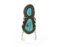 Navajo Ring Sterling Silver Blue Turquoise Vintage Signed LP Size 6.0