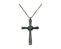 Navajo Sand Cast Cross Pendant 925 Silver Turquoise Native Artist C.80s