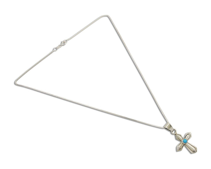 Navajo Sand Cast Necklace 925 Silver Turquoise Native American Artist C.80's