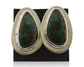 Navajo Shield Earrings 925 Silver Natural Turquoise Artist Signed M.S. C.80's