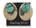 Navajo Shield Earrings 925 Silver Natural Turquoise Signed Ella Peters C.80's