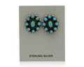 Navajo Shield Earrings 925 Silver Sleeping Beauty Native Artist C80s