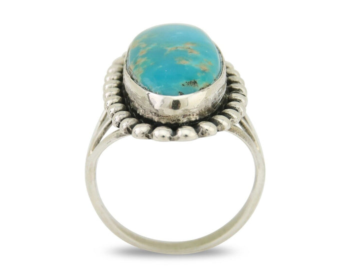 Navajo Shield Ring 925 Silver Arizona Turquoise Native Artist C.80's