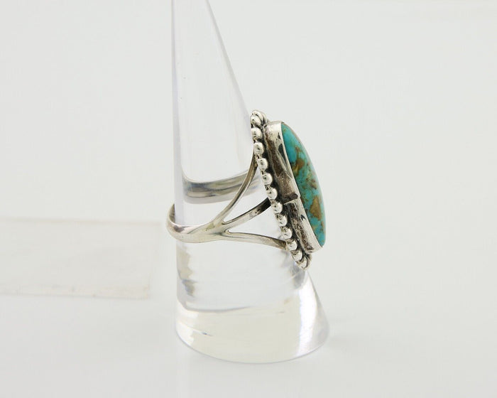 Navajo Shield Ring 925 Silver Arizona Turquoise Native Artist C.80's