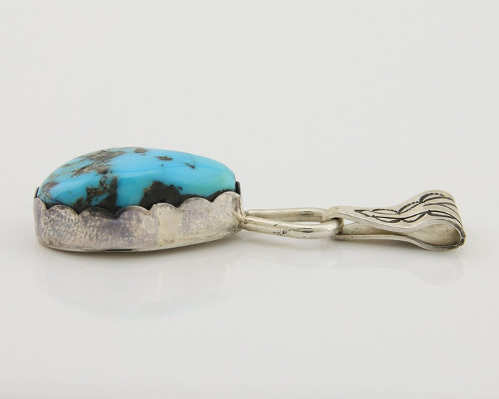 Navajo Sleeping Beauty Turquoise Pendant 925 Silver Signed Tony Guerro C.80's