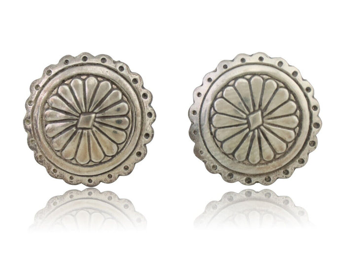 Navajo Small Shield Earrings 925 Silver Native American Artist C.80's