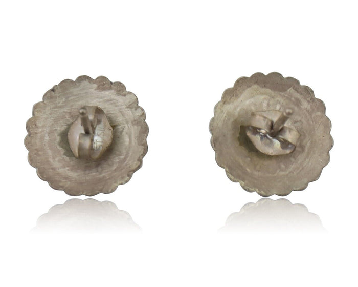 Navajo Small Shield Earrings 925 Silver Native American Artist C.80's
