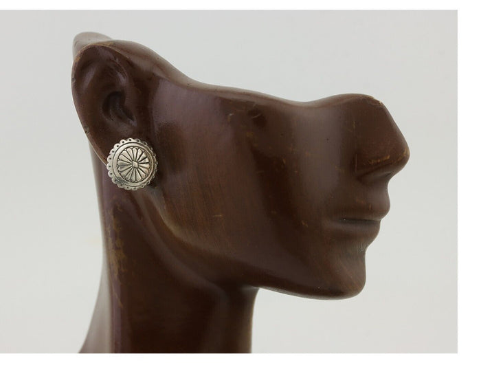 Navajo Small Shield Earrings 925 Silver Native American Artist C.80's