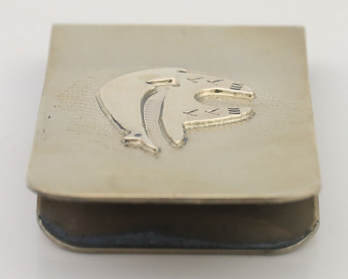 Navajo Spirit Bear Money Clip Handmade .925 Silver & .999 Nickle C.80's