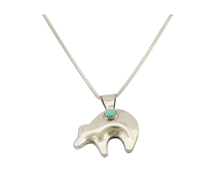Navajo Spirit Bear Necklace Pendant 925 Sterling Silver Signed C C.80's